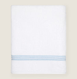 BATH SHEET / WHITE/LIGHT BLUE