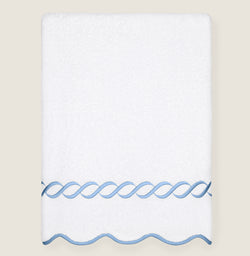 BATH SHEET / WHITE/MEDIUM BLUE