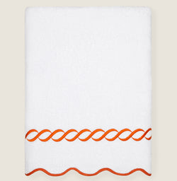 BATH SHEET / WHITE/ORANGE